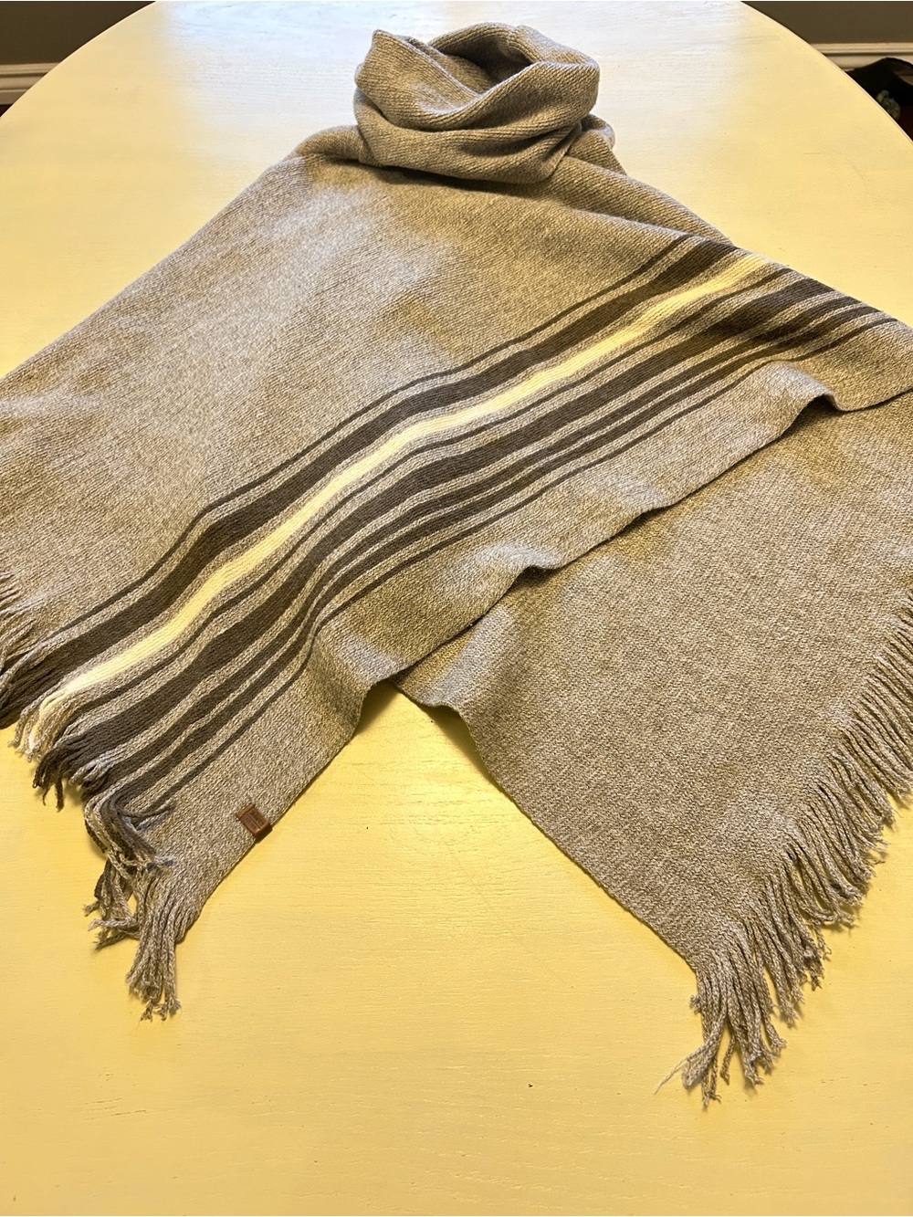 Roots Fringed Turtleneck Poncho with Stripe Detail (one size) - Picture 2 of 5